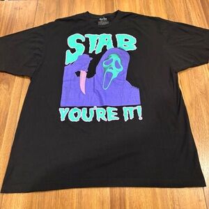 Ghost Face “Stab You’re It!” Graphic T-Shirt BioWorld XXL/XXLT Black Halloween H